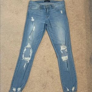 Flying monkey distressed light wash jean